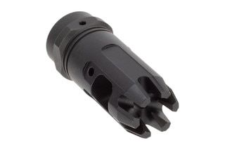 Strike Industries Mini King Comp is threaded 1/2x28 for 5.56 caliber rifles with an effective single-port design.